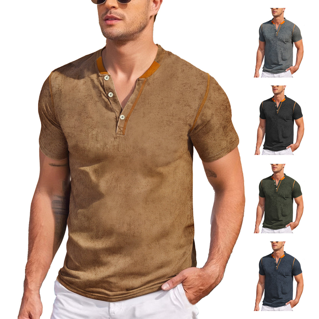 Herren Kurzarm-Polohemd mit stylischen Knöpfen und innovativem Kragen Echoarchiv