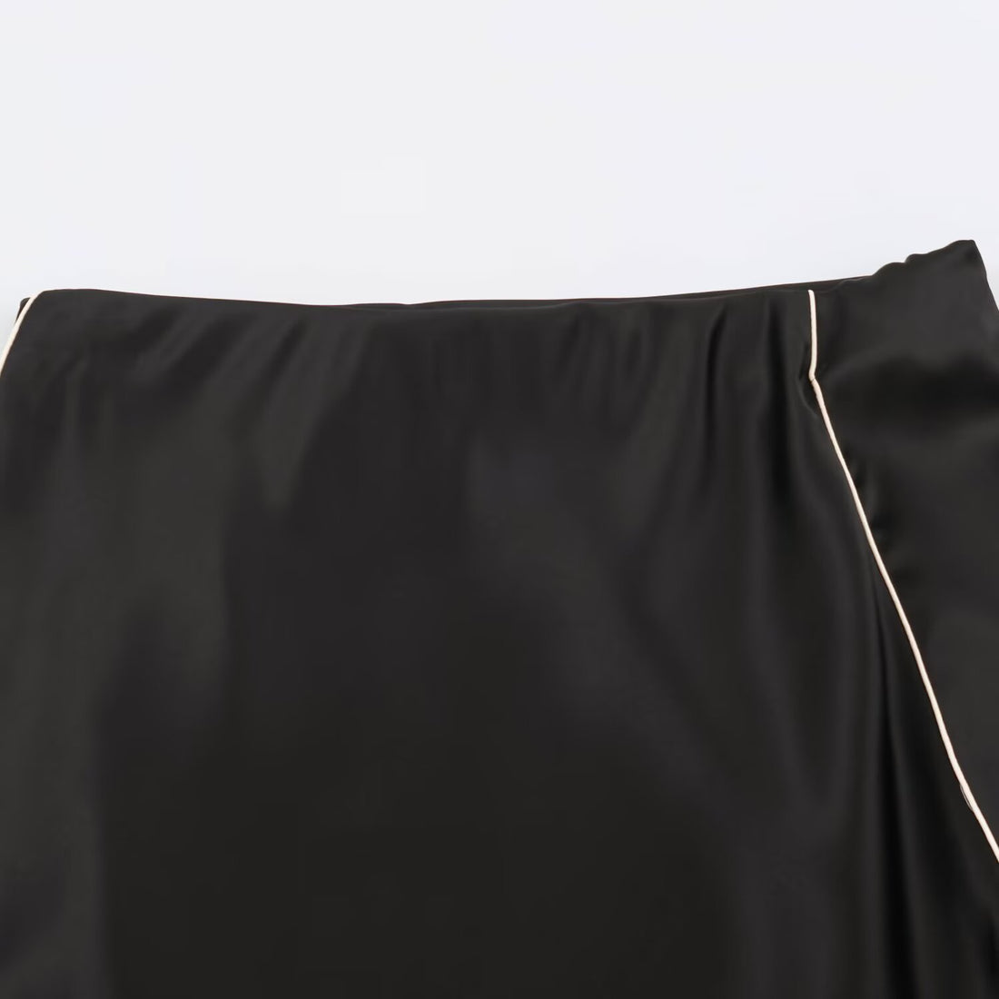 Damen Satin-Midirock mit seitlichem Paspelband und A-Linien-Schnitt Echoarchiv