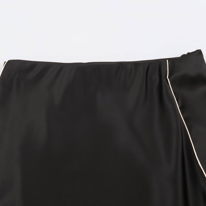 Damen Satin-Midirock mit seitlichem Paspelband und A-Linien-Schnitt Echoarchiv