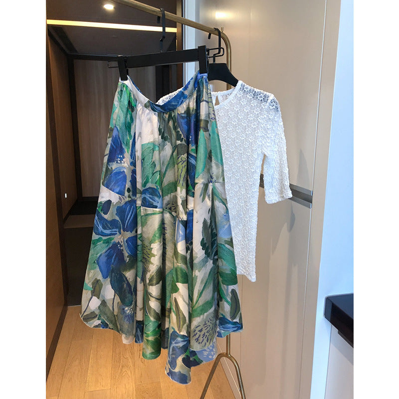 Damen Elegante und luftige Blusenkombination mit Maxi-Rock Echoarchiv
