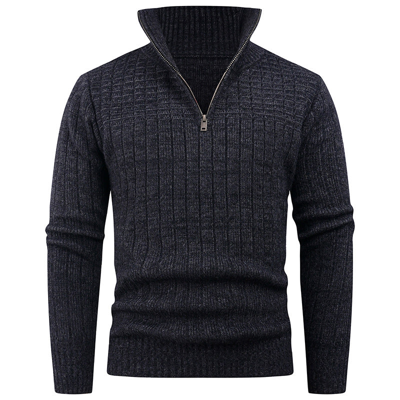Herren Strickpullover mit modernem Reißverschluss und Rippenstruktur Echoarchiv