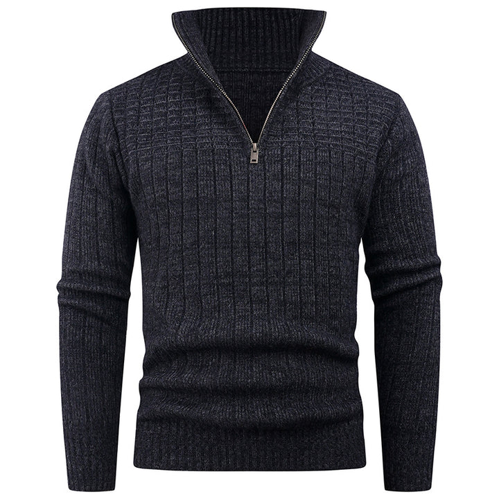 Herren Strickpullover mit modernem Reißverschluss und Rippenstruktur Echoarchiv