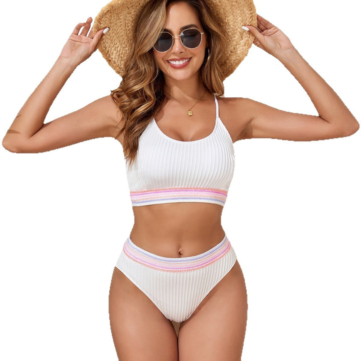 Damen Zweiteiliges Bikini-Set mit modischem Ripp-Design und elastischem Bund Echo Archiv
