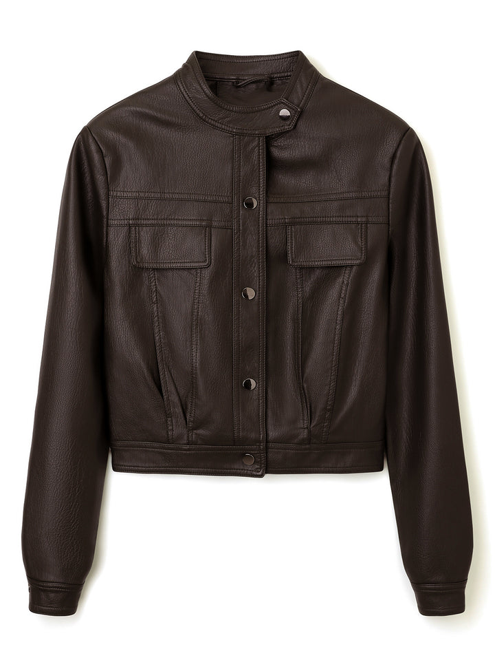 Damen Modische Kurzlederjacke – Velloura