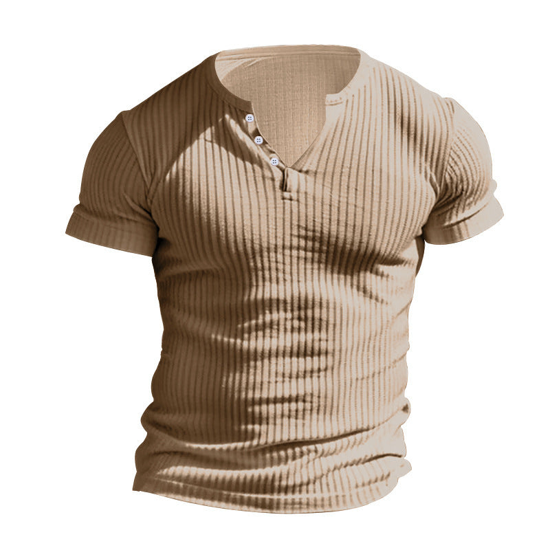 Herren strukturiertes Kurzarm-Henley-T-Shirt Echoarchiv