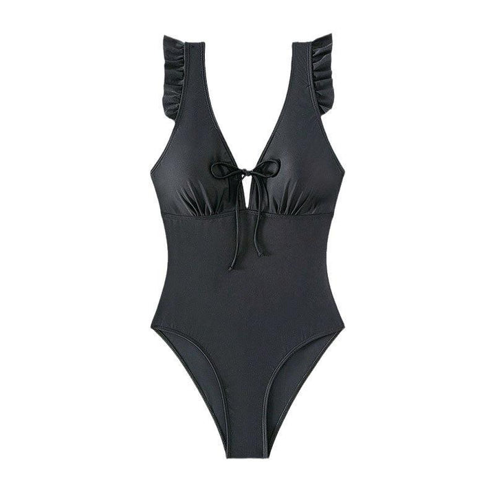 Damen Elegant geschnittener Einteiler Badeanzug mit Rüschendetails Echo Archiv