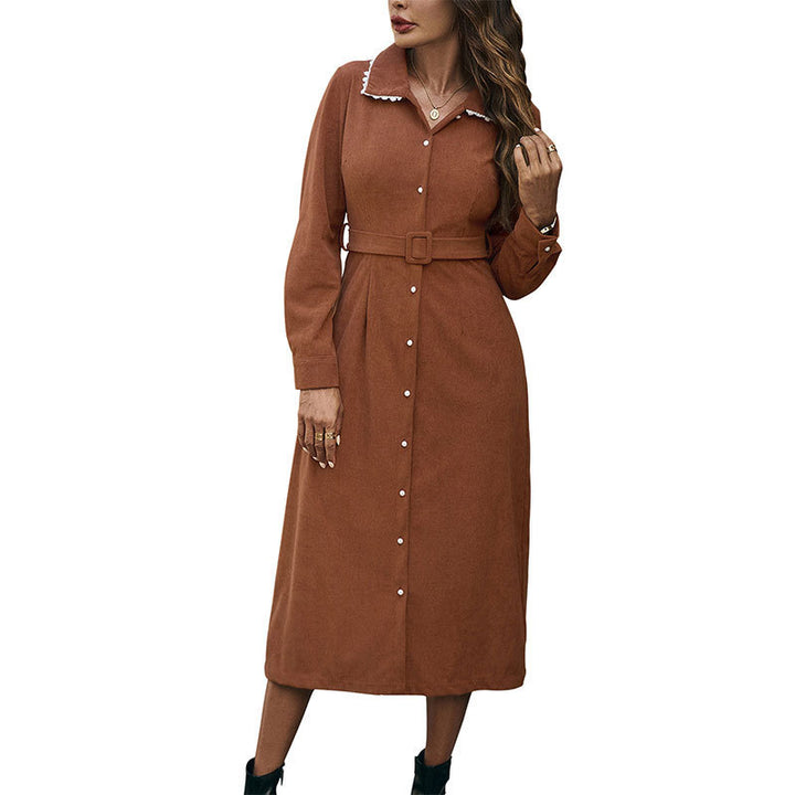 Damen Hemdblusenkleid mit Gürtel und Rüschen Echo Archiv