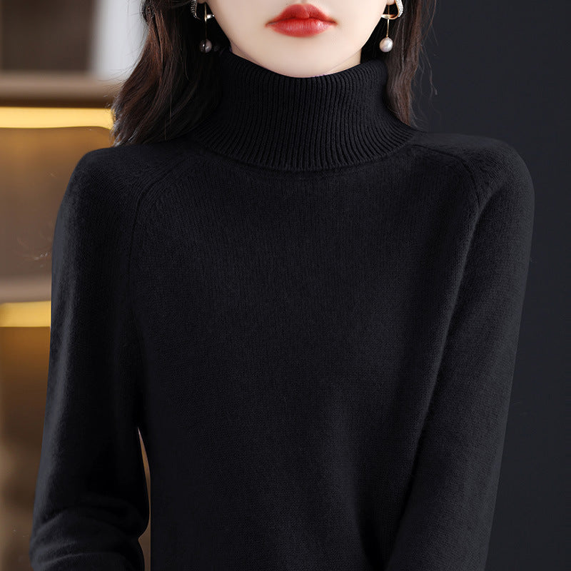 Damen Weicher Hochkragen-Pullover aus flauschigem Wollmix mit Raglanärmeln Echoarchiv