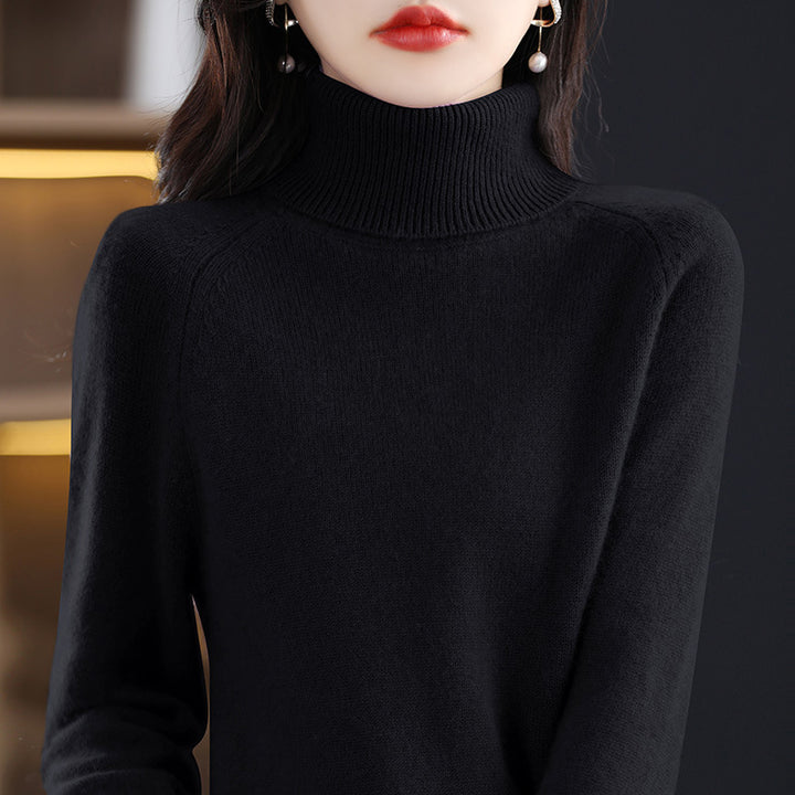 Damen Weicher Hochkragen-Pullover aus flauschigem Wollmix mit Raglanärmeln Echoarchiv