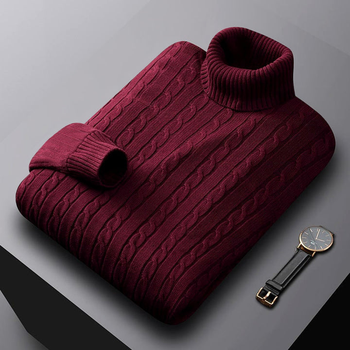 Herren nan grob gestrickter Rollkragenpullover mit Zopfmuster und wärmender Strickstruktur Echo Archiv
