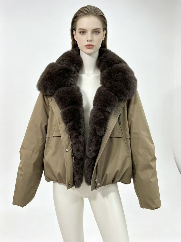 Damen nan taillierte Parka-Bomberjacke mit voluminösem Webpelzkragen und windabweisender Außenhülle Echo Archiv