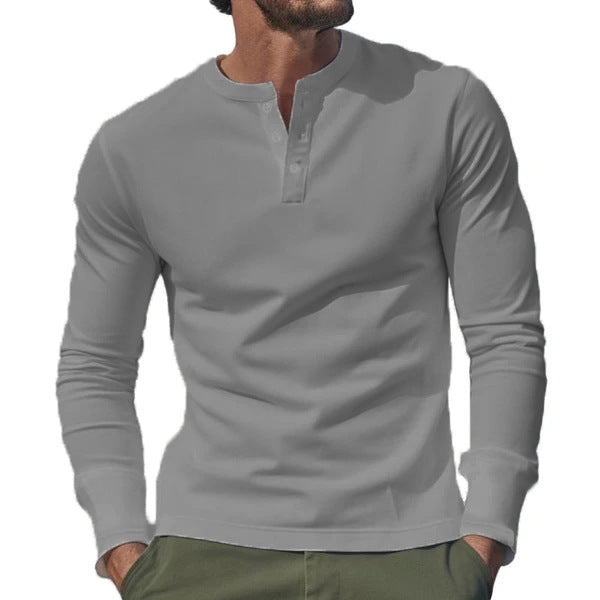 Herren Langarm-Henley-Shirt mit praktischer Knopfleiste und figurbetonter Passform Echoarchiv