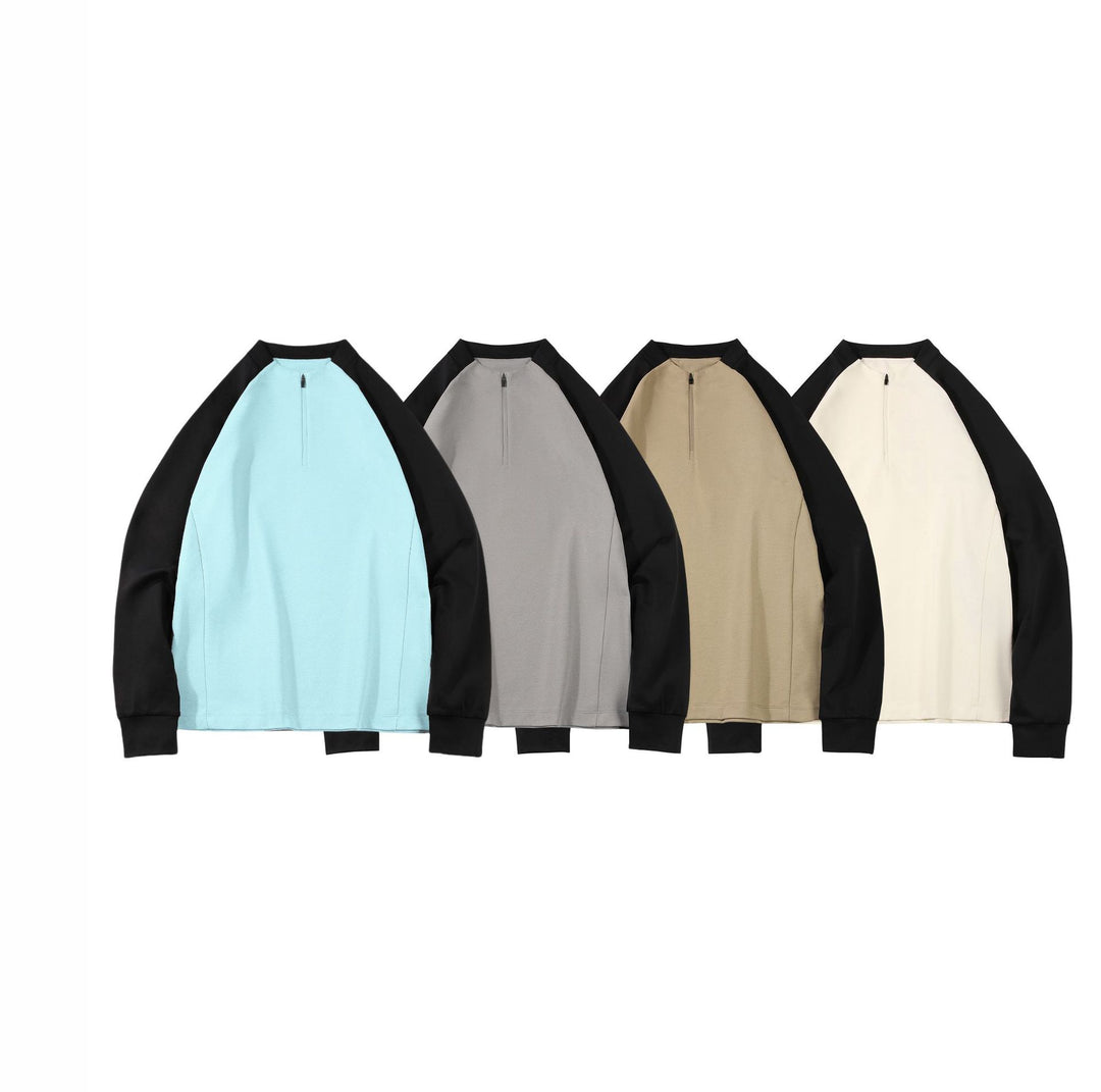 Herren Halbzip-Sweatshirt mit Raglanärmeln, Stehkragen und Kontrastärmeln Echo Archiv