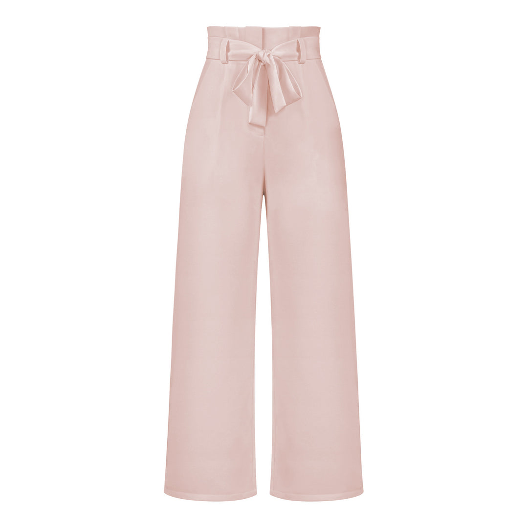 Damen hochtaillierte Paperbag-Hose mit weitem Bein und Taillengürtel – Avérine