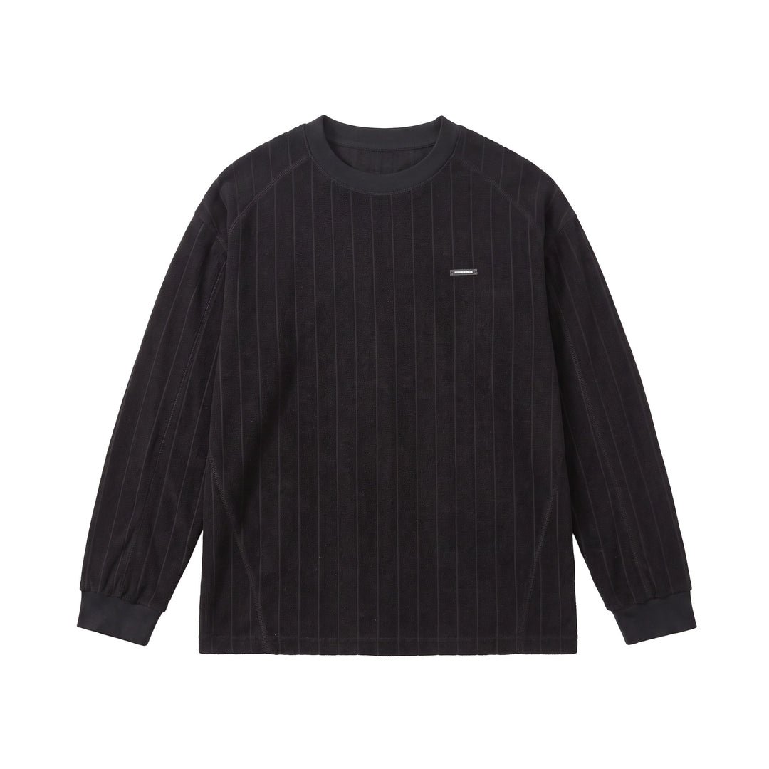 Unisex Gerippter Oversize-Pullover mit Raglanärmeln und Metalllogo Echoarchiv