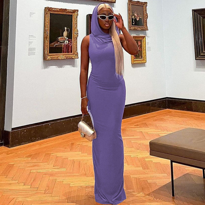 Damen Elegantes Maxikleid mit Kapuze und figurbetonter Silhouette Echo Archiv