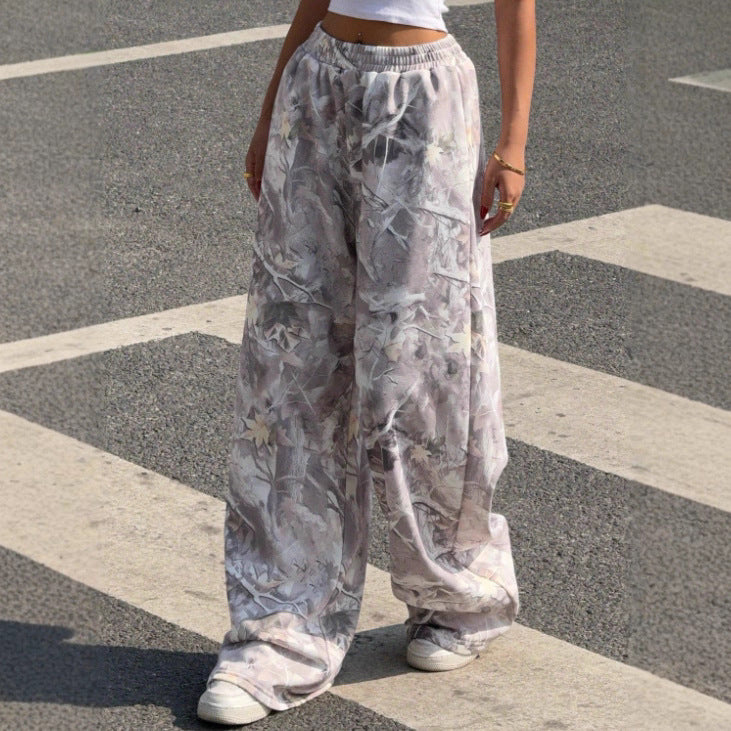 Damen nan weite Palazzo-Hose mit floralem Alloverprint und elastischem Bund Echo Archiv