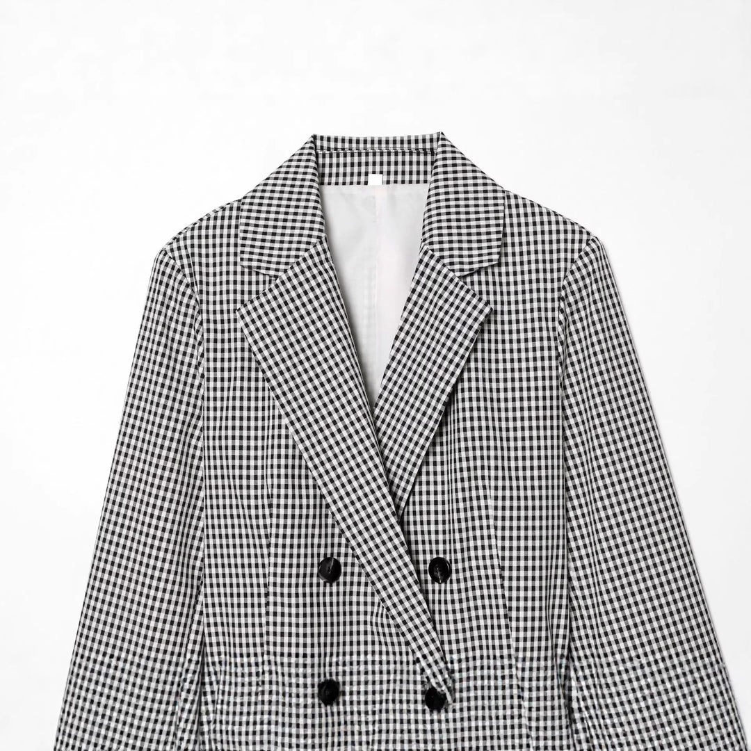 Damen nan taillierter Doppelreiher-Blazer mit Tunnelzug und Kordelbindegürtel Echo Archiv