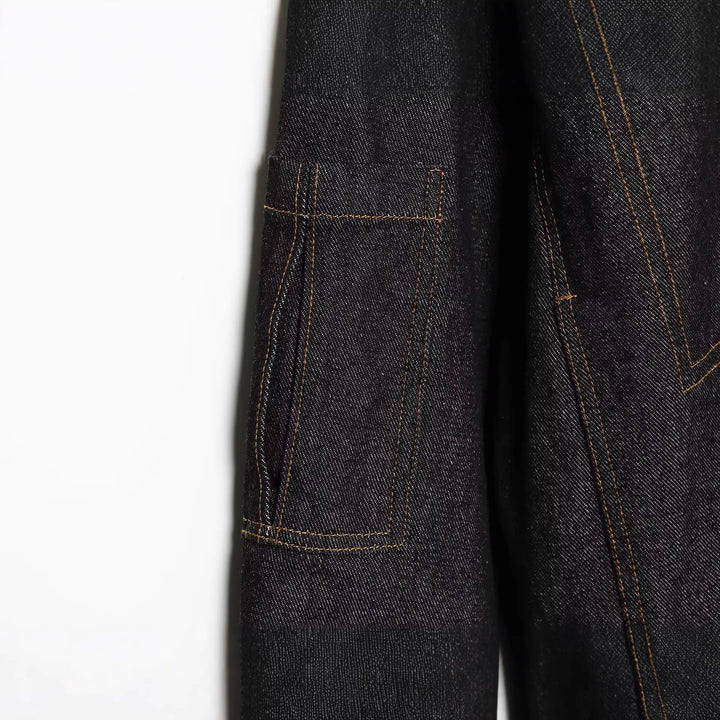 Damen Cropped Jeans-Utility-Jacke mit Reißverschluss, Stehkragen und elastischem Saum Echoarchiv