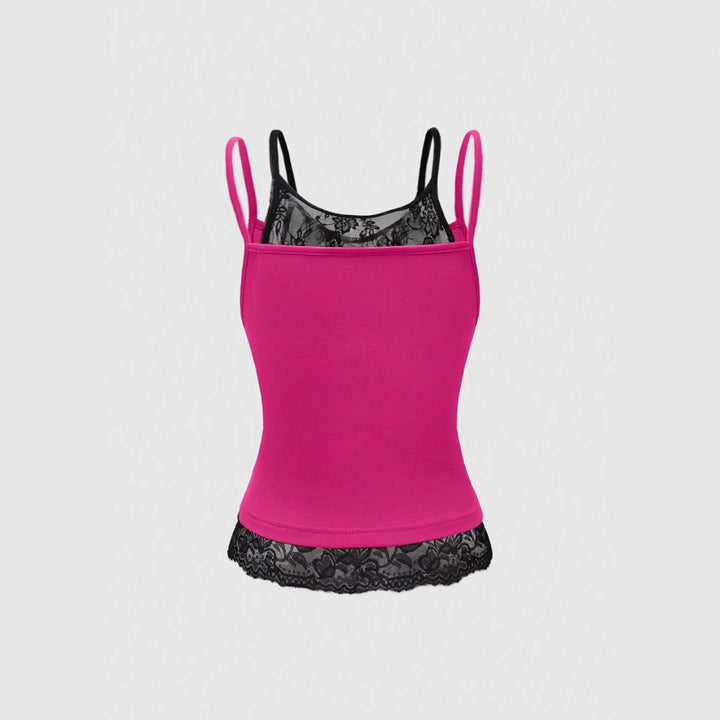 Damen Spitze Cami Top mit Grafischem Print Echo Archiv