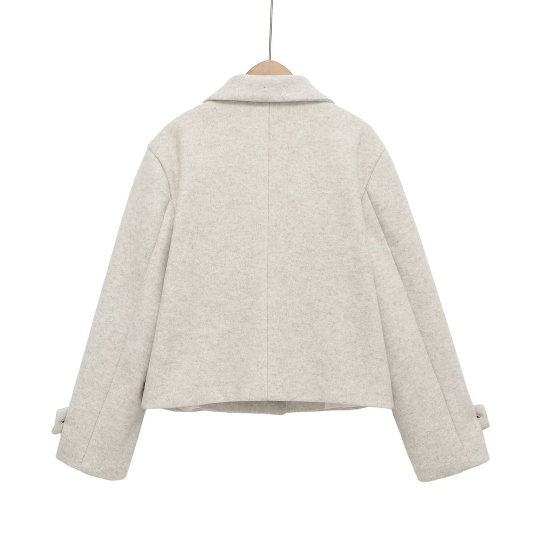 Damen Kurze Wollmischjacke mit Umschlagkragen, Kastenform und verstellbaren Manschetten Echo Archiv