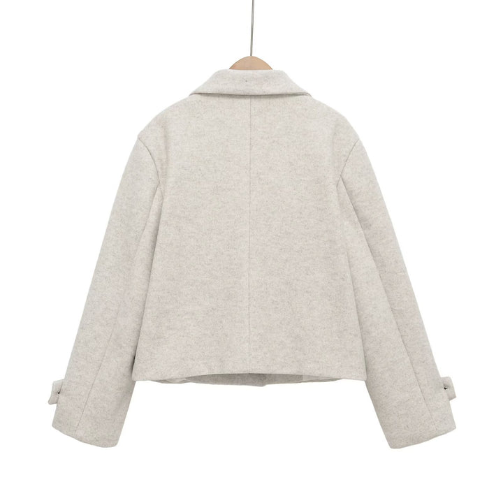 Damen Kurze Wollmischjacke mit Umschlagkragen, Kastenform und verstellbaren Manschetten Echo Archiv