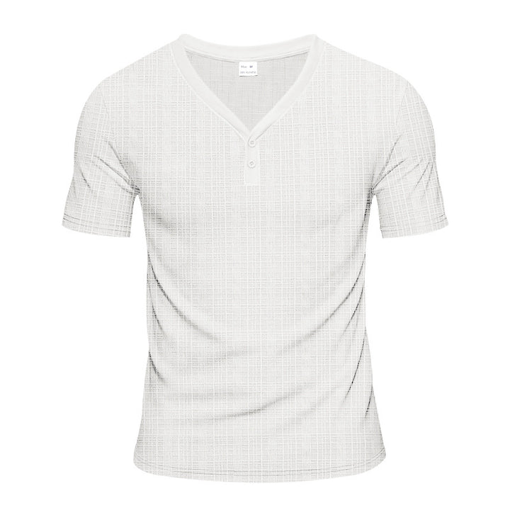 Herren Kurzarm Henley-Shirt mit strukturiertem Design und praktischen Knopfdetails Echoarchiv