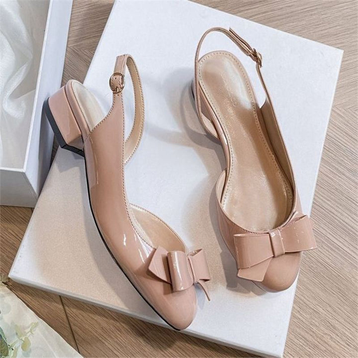 Damen Runde-Zehen Slingback-Ballerinas mit Lackfinish und Schleifen-Detail – Lioré