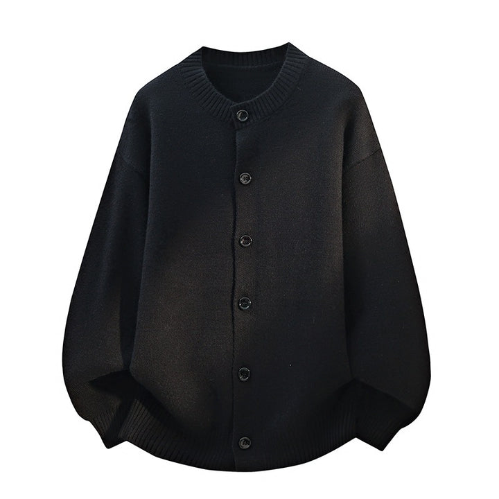 Unisex Oversize Strickcardigan mit Rundhalsausschnitt, Ballonärmeln & durchgehender Knopfleiste Echoarchiv
