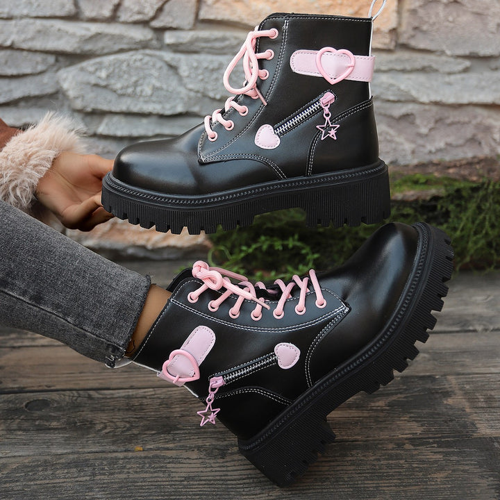 Damen Modische High-Top Boots mit Herz-Details Echo Archiv