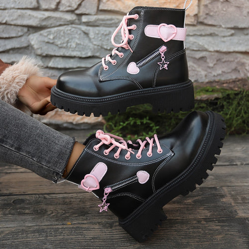 Damen Modische High-Top Boots mit Herz-Details Echo Archiv