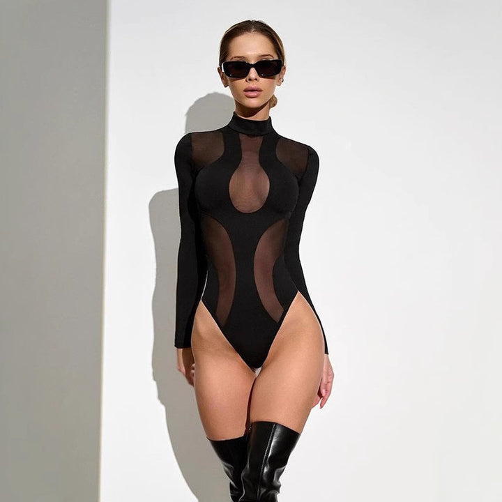 Damen Langarm-Body mit transparenten Einsätzen Echo Archiv