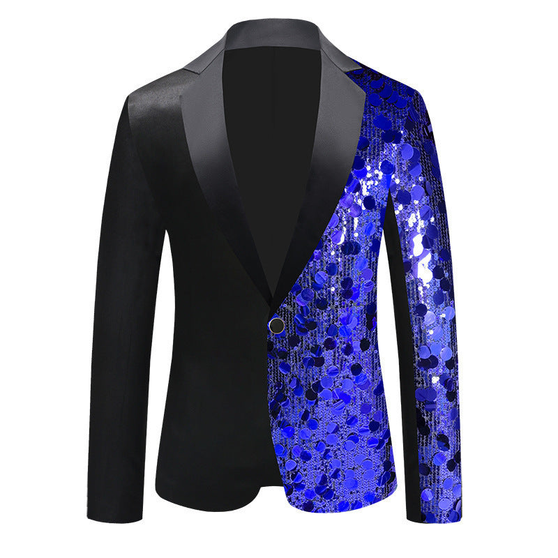 Herren Glänzendes Smoking-Sakko mit Paillettenpartie, Schalkragen und Ein-Knopf-Verschluss Echo Archiv