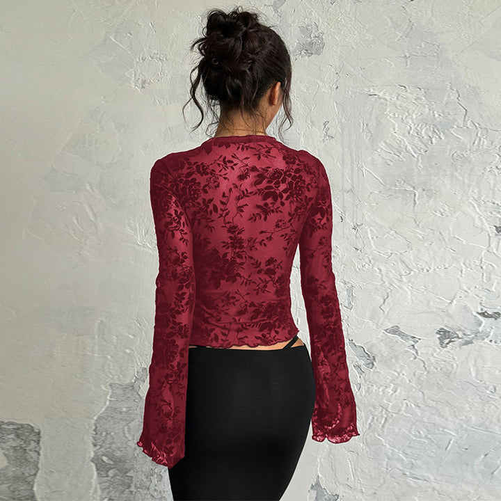 Damen Transparentes Spitzenoberteil mit floralem Design Echo Archiv