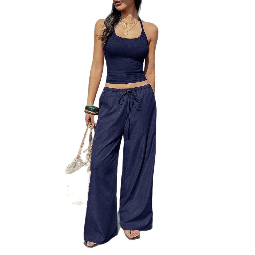 Damen luftiges Zweiteiliges Set mit tailliertem Bustier und weiten Hosen Echo Archiv