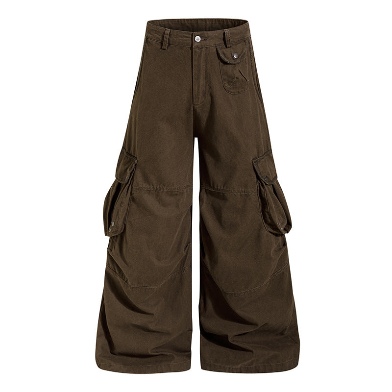 Damen weite Cargo‑Culottehose mit hoher Taille und Multifunktions‑Taschen Echoarchiv