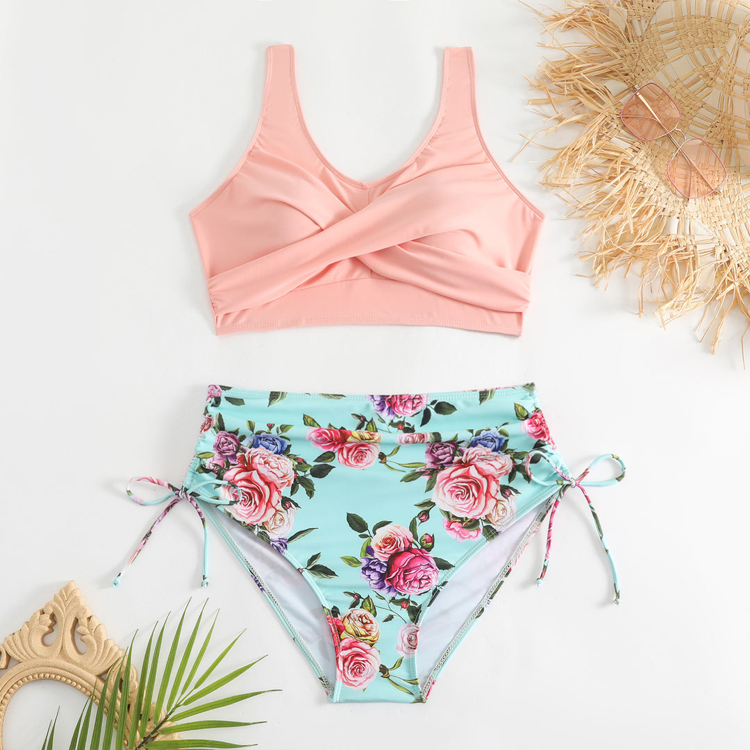 Damen Bikini-Set mit schickem Wickeloberteil und hoch taillierten Höschen Echo Archiv
