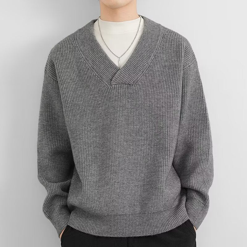 Herren Grobstrick-Pullover mit V-Ausschnitt Echoarchiv