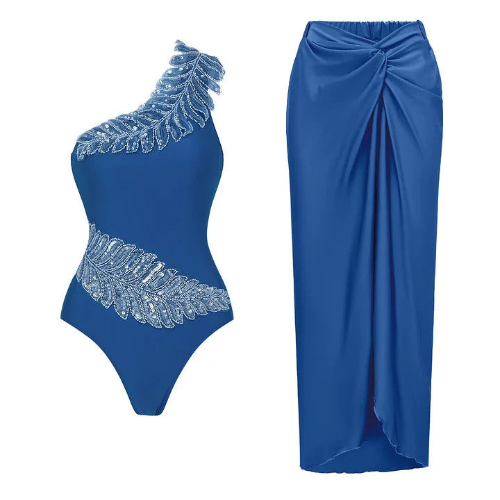 Damen Eleganter Einteiler mit funkelnden Paillettenapplikationen Echo Archiv