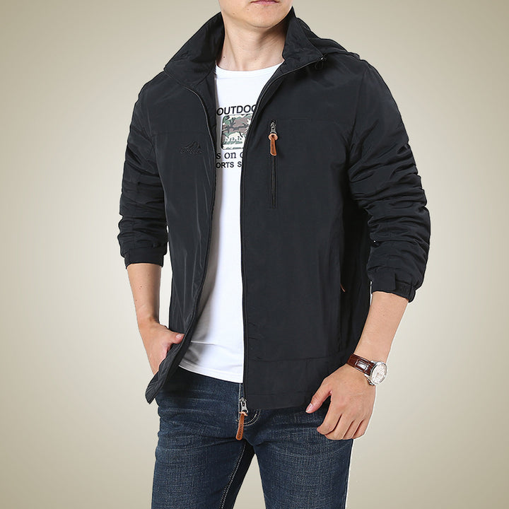 Herren Atmungsaktive Minimalistische Softshell‑Fieldjacke mit Stehkragen und Brustzip Echoarchiv