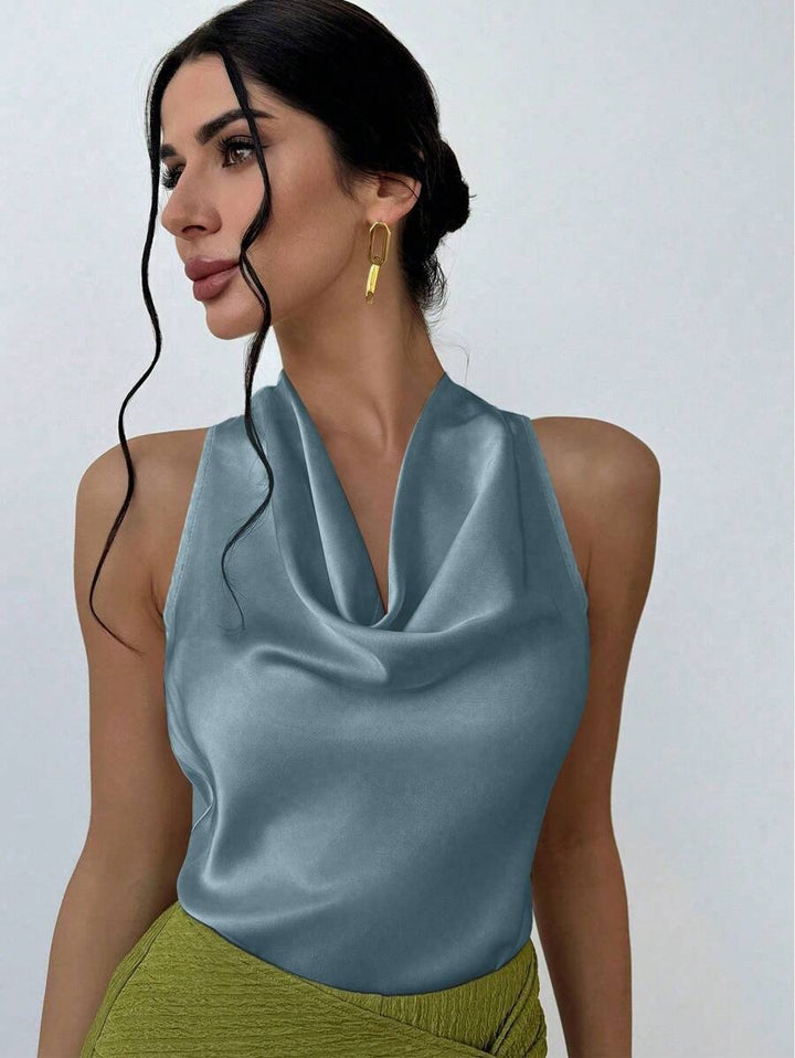 Damen Elegantes Satinoberteil mit schickem Wasserfall-Ausschnitt Echo Archiv