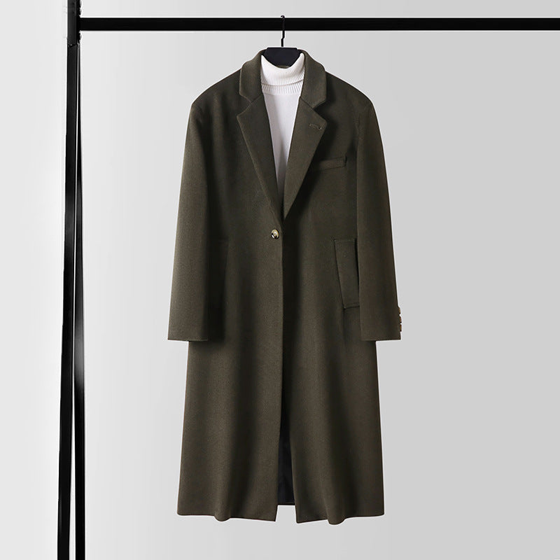 Herren Taillierter Wollmix-Longcoat mit Schalkragen und Ein-Knopf-Verschluss Echoarchiv