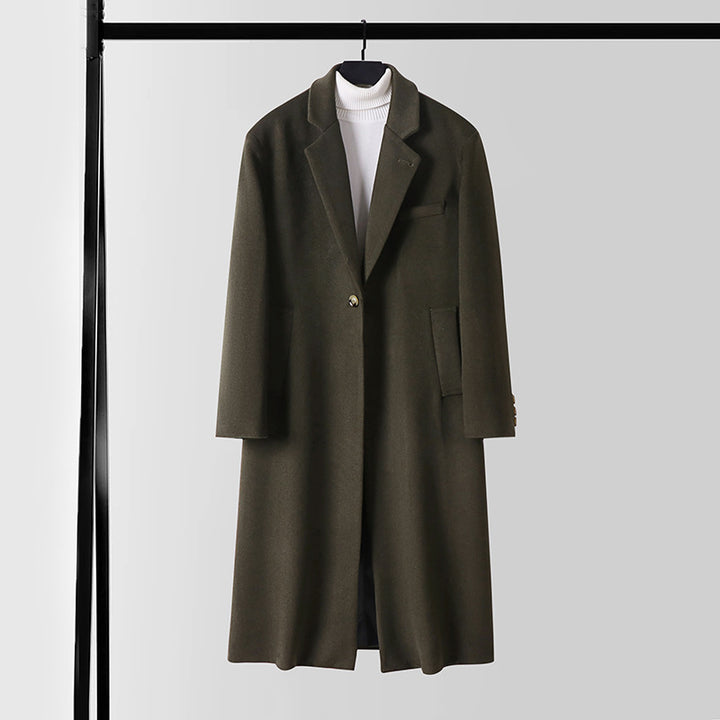 Herren Taillierter Wollmix-Longcoat mit Schalkragen und Ein-Knopf-Verschluss Echoarchiv