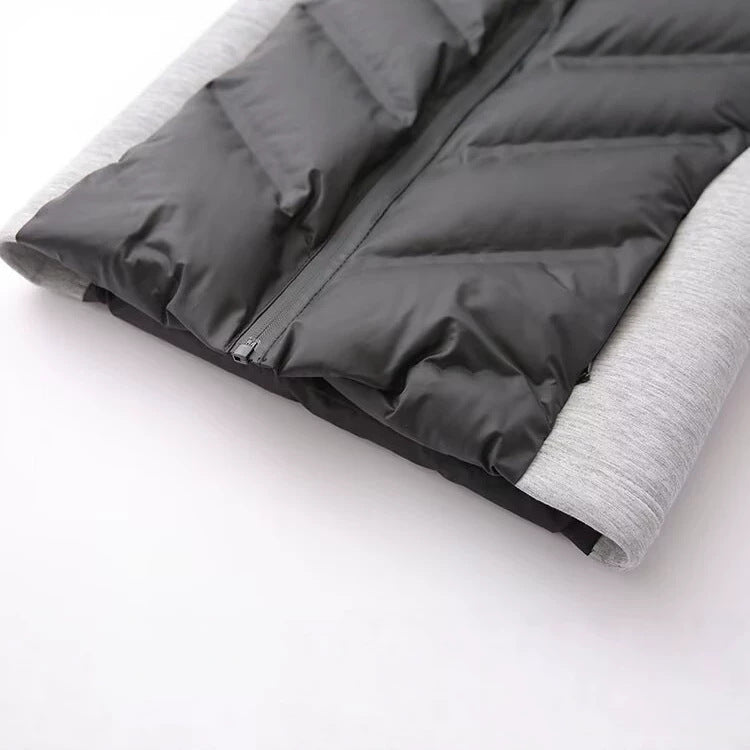 Damen Kapuzen-Hybridjacke mit gesteppter Front und Sweat-Ärmeln Echoarchiv