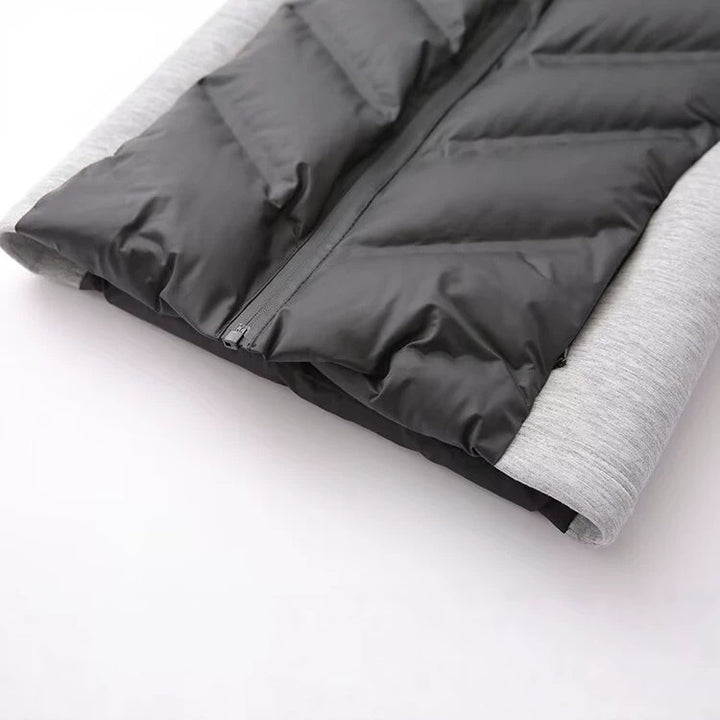 Damen Kapuzen-Hybridjacke mit gesteppter Front und Sweat-Ärmeln Echoarchiv