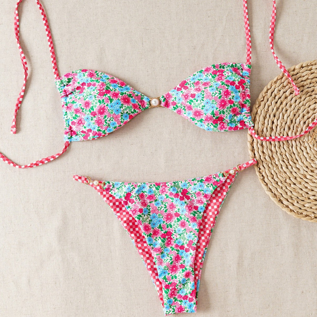 Damen Bikini-Set mit raffiniertem Leopardenmuster und eleganten Perlendetails – Maréssa