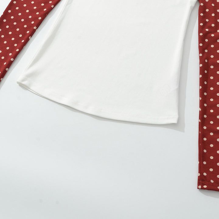 Damen Asymmetrisches Longsleeve mit Polka-Dot Raglanärmeln Echoarchiv