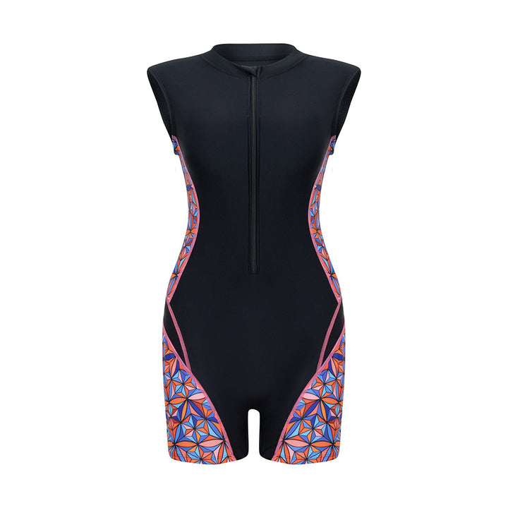 Damen Sportlicher Langarm-Schwimmanzug mit modernen grafischen Akzenten Echo Archiv