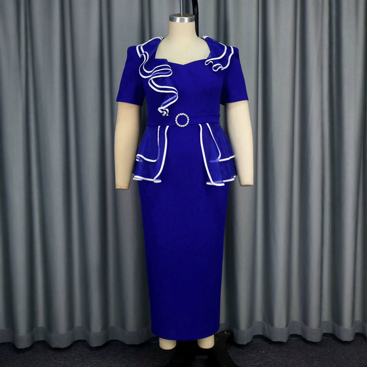 Damen elegantes Midikleid mit Rüschendetails und tailliertem Gürtel Echo Archiv