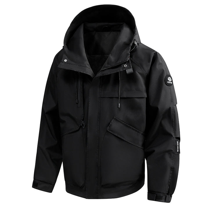 Herren Wasserabweisende Utility-Outdoorjacke mit Kapuze, Mehrfachtaschen & verstellbaren Manschetten Echoarchiv